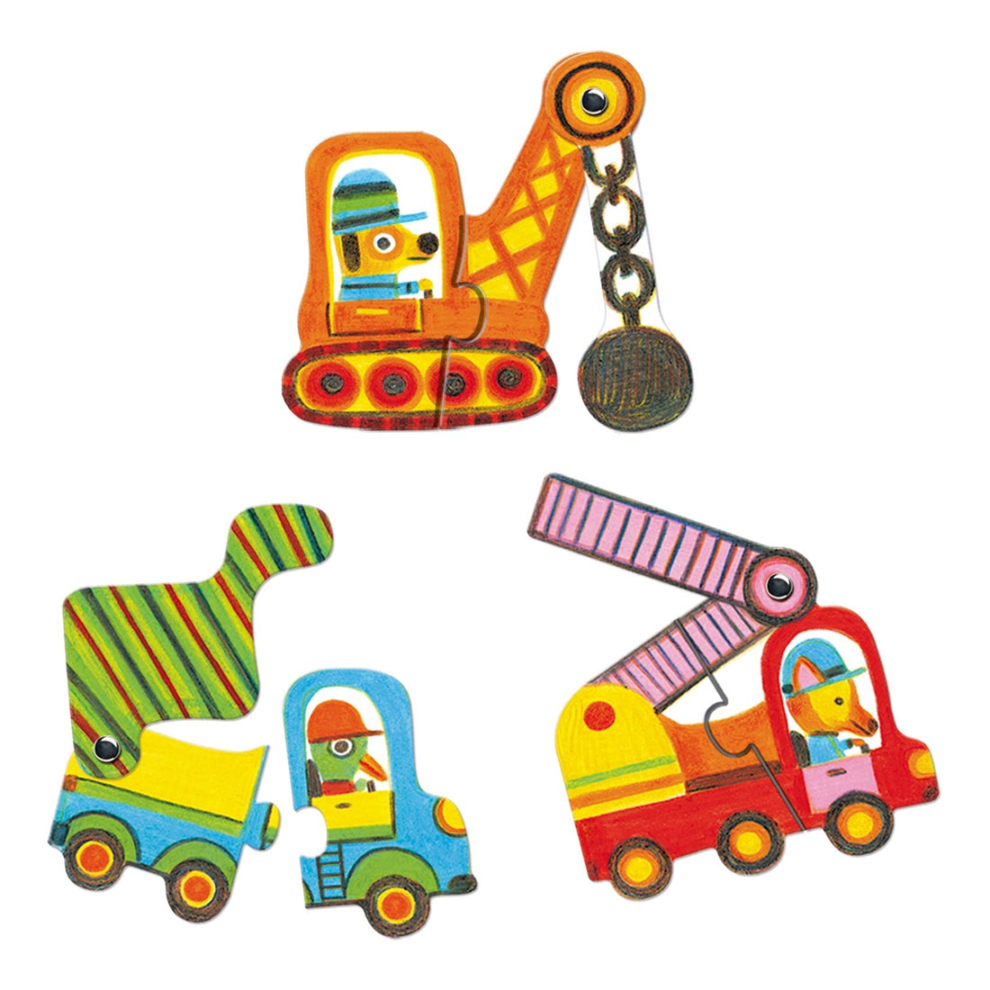 Puzzle - uri - Puzzle duo cu autocorecție, cu piese mobile - Vehicule, 2+ ani | Djeco - 2