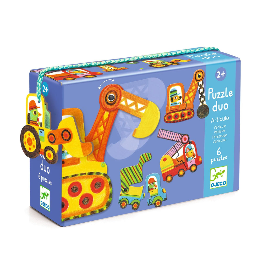 Puzzle - uri - Puzzle duo cu autocorecție, cu piese mobile - Vehicule, 2+ ani | Djeco - 1