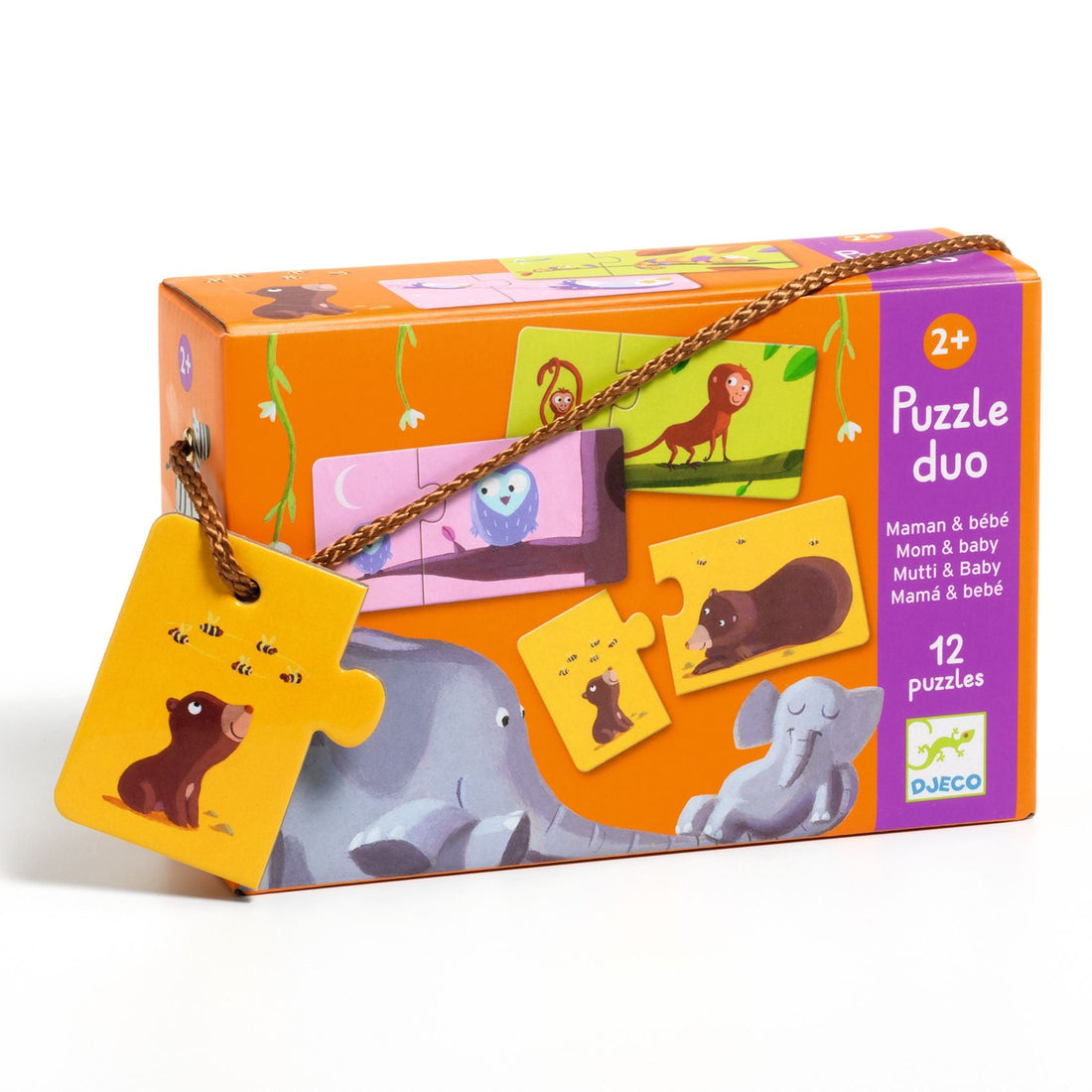 Puzzle - uri - Puzzle duo cu autocorecție - Mama şi puiul ei, 2+ ani | Djeco - 1