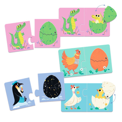 Puzzle - uri - Puzzle duo cu autocorecție - Puiul din ou, 2+ ani | Djeco - 4