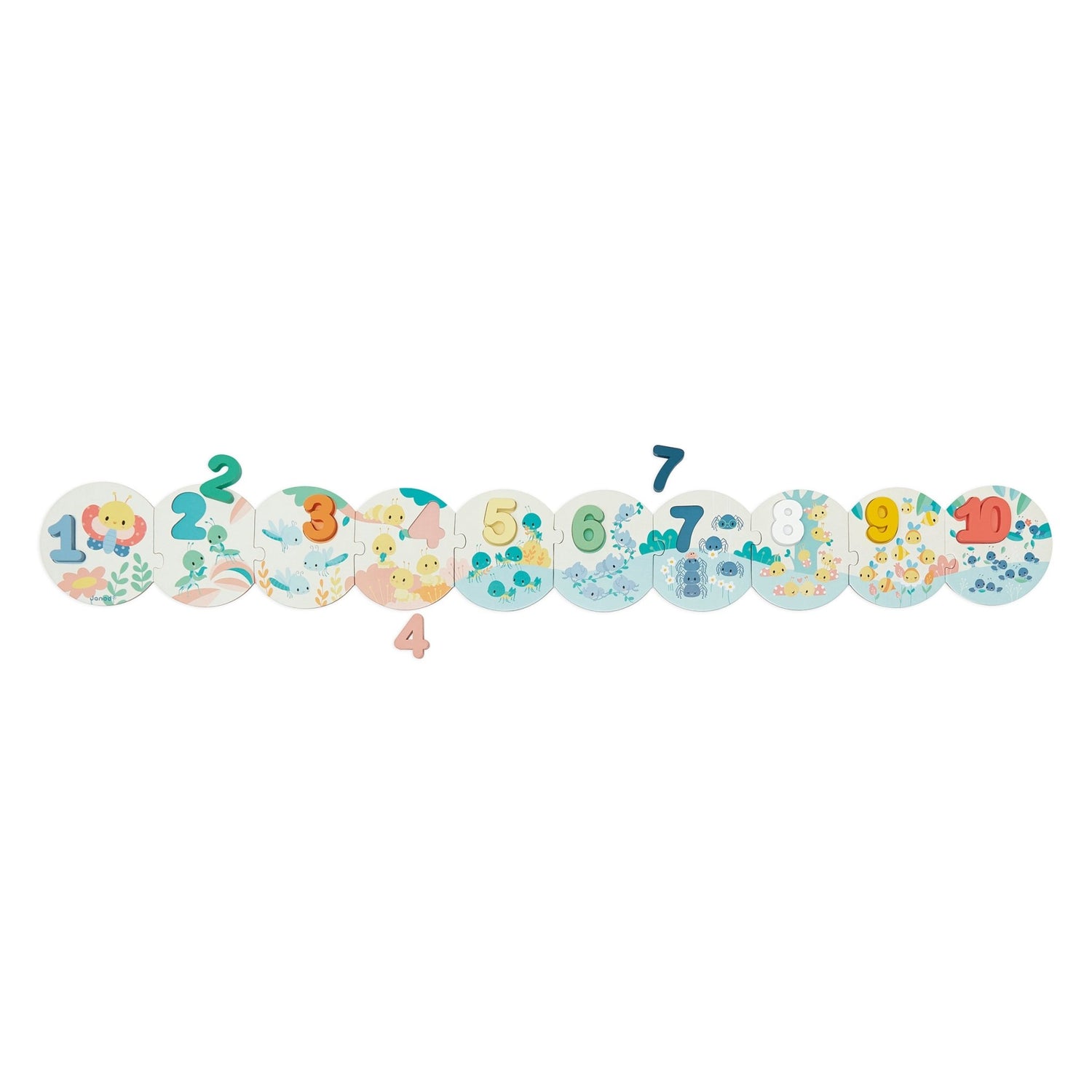 Puzzle - uri - Puzzle educativ cu cifre din lemn - Învaţă cifrele, 2+ ani | Janod - 7