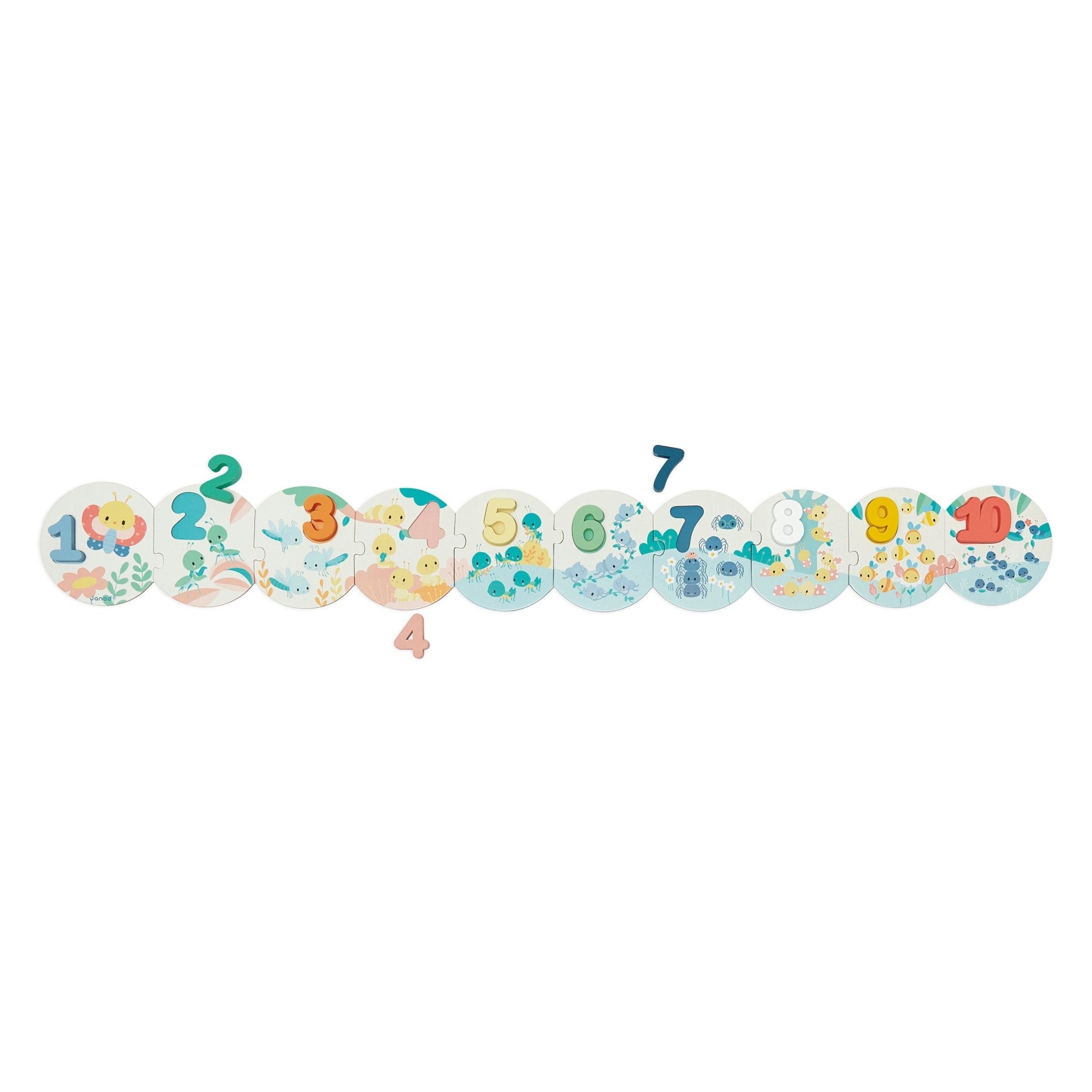 Puzzle - uri - Puzzle educativ cu cifre din lemn - Învaţă cifrele, 2+ ani | Janod - 7