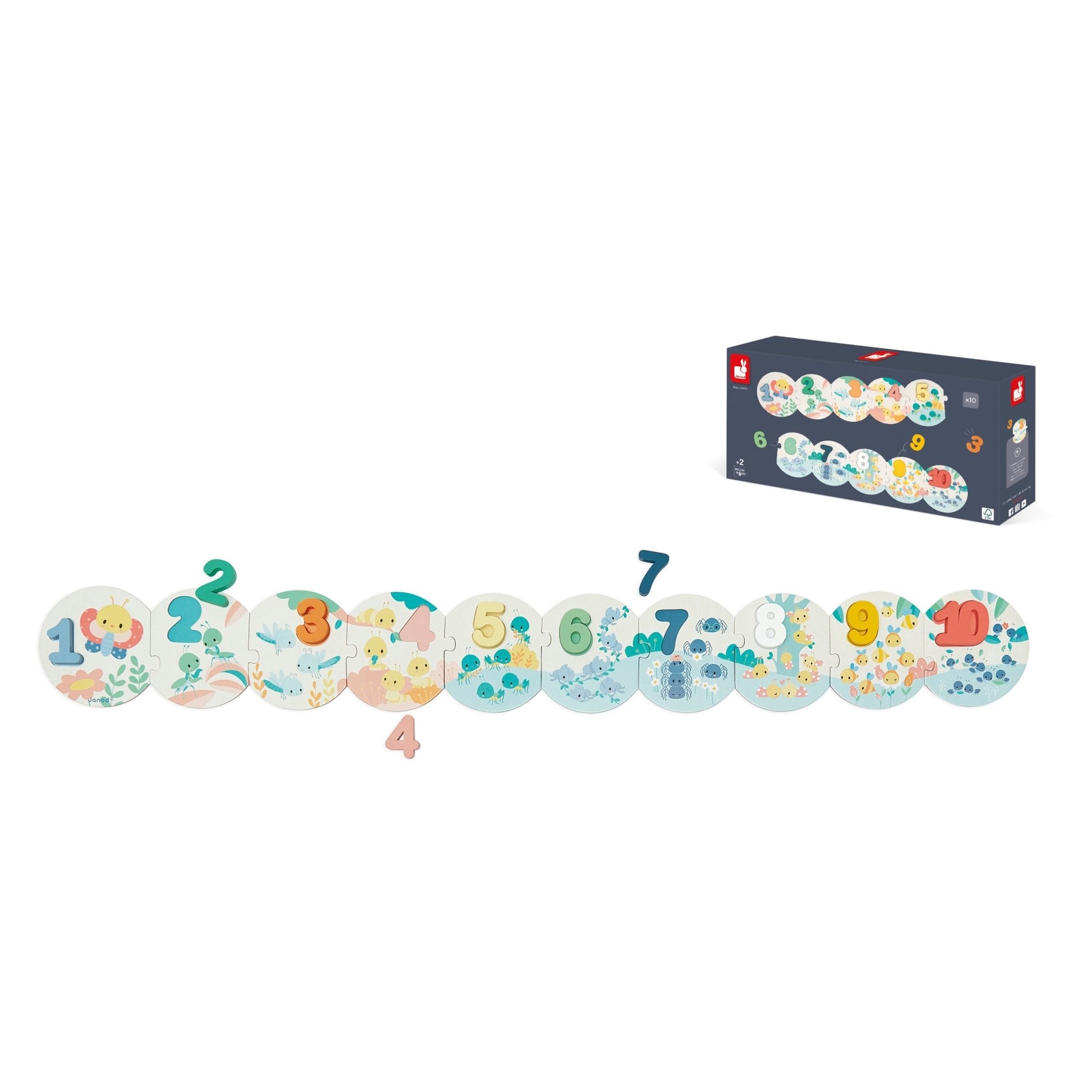 Puzzle - uri - Puzzle educativ cu cifre din lemn - Învaţă cifrele, 2+ ani | Janod - 6