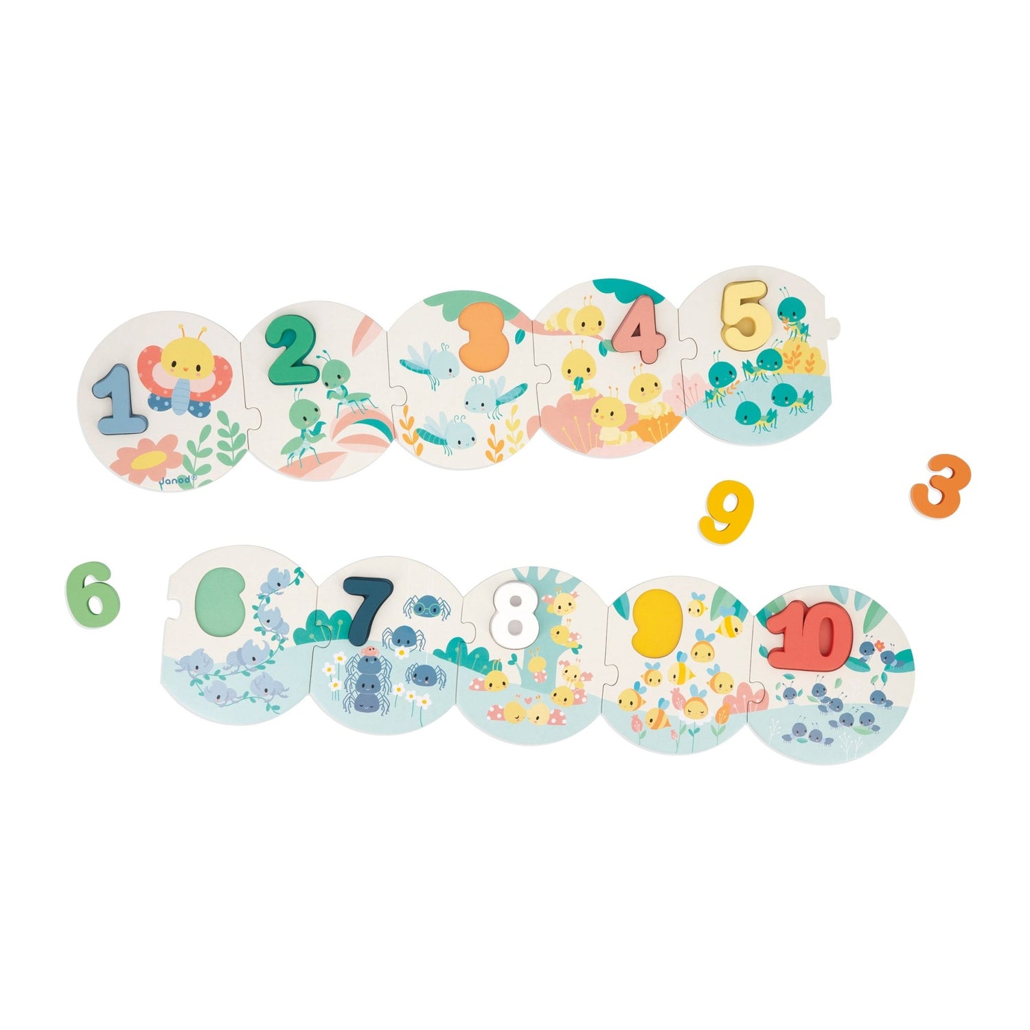 Puzzle - uri - Puzzle educativ cu cifre din lemn - Învaţă cifrele, 2+ ani | Janod - 5