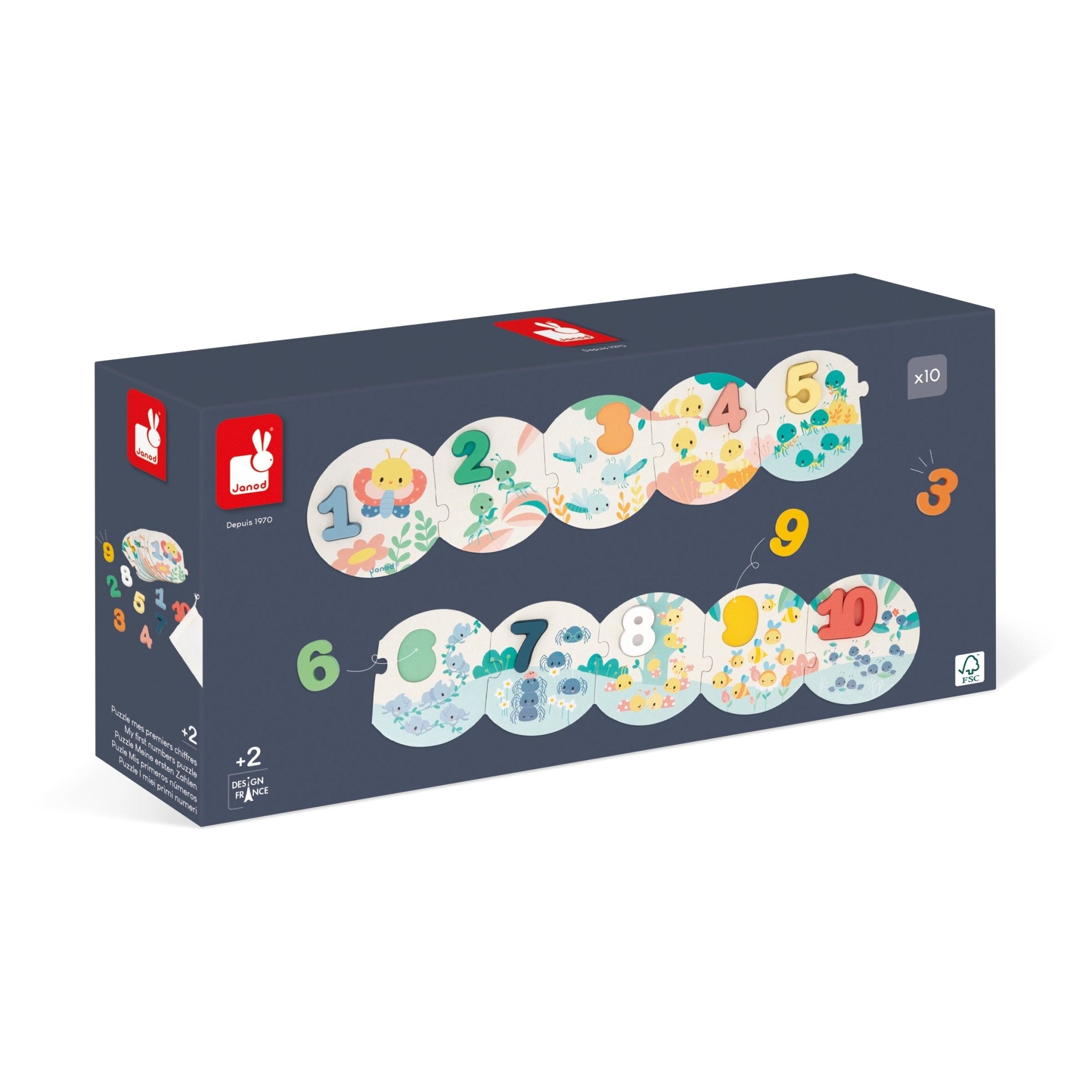 Puzzle - uri - Puzzle educativ cu cifre din lemn - Învaţă cifrele, 2+ ani | Janod - 4