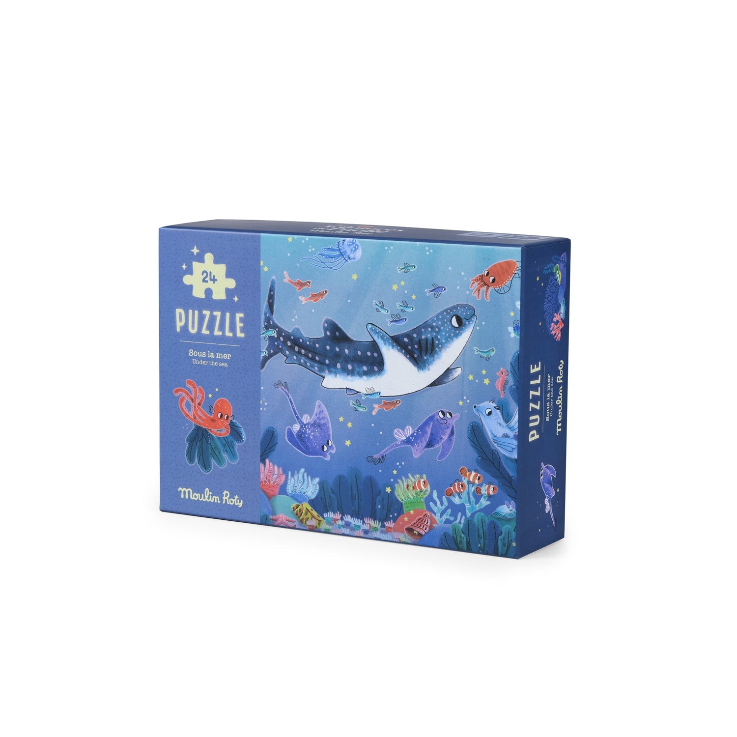 Puzzle fosforescent pentru copii "Sous la mer" | Moulin Roty - Moulin Roty - EmmaSiLuna.ro