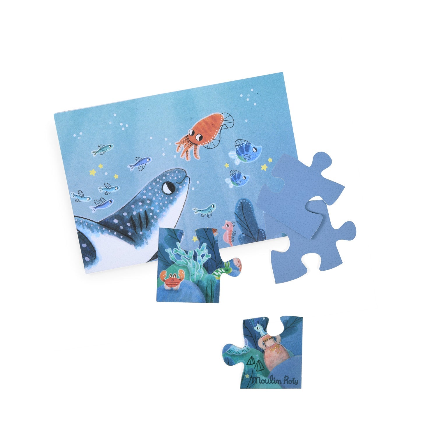 Puzzle fosforescent pentru copii "Sous la mer" | Moulin Roty - Moulin Roty - EmmaSiLuna.ro