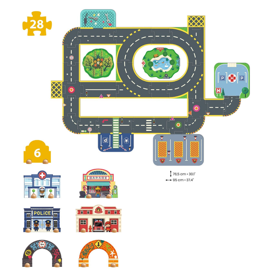 Puzzle - uri - Puzzle gigant 3D - Oraşul, 34 piese, 3+ ani | Djeco - 2