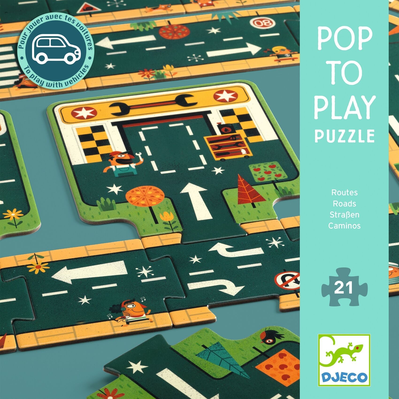 Puzzle - Puzzle gigant Circuit Drumuri, Pop to play | Djeco - 5