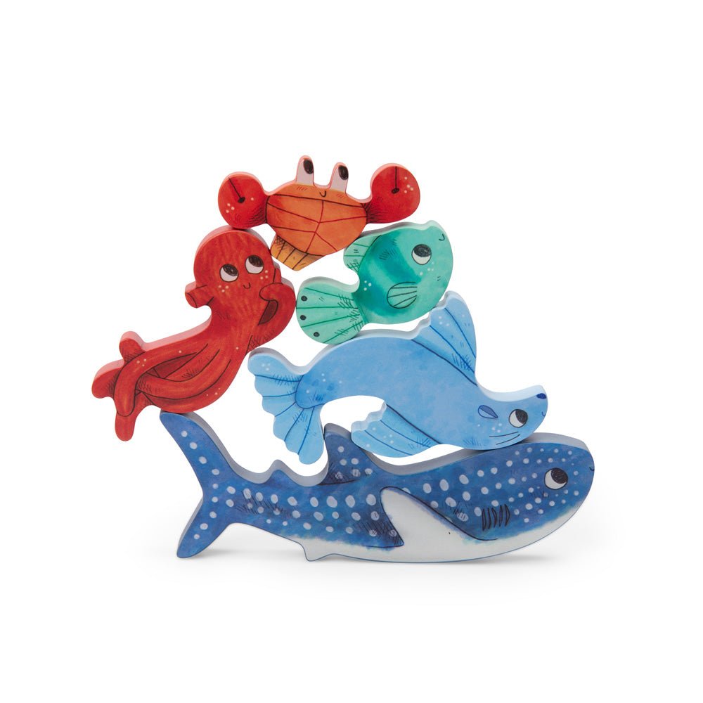 Puzzle incastru senzorial din lemn cu tematică marină "Les Aventures de Paulie" | Moulin Roty - Moulin Roty - EmmaSiLuna.ro
