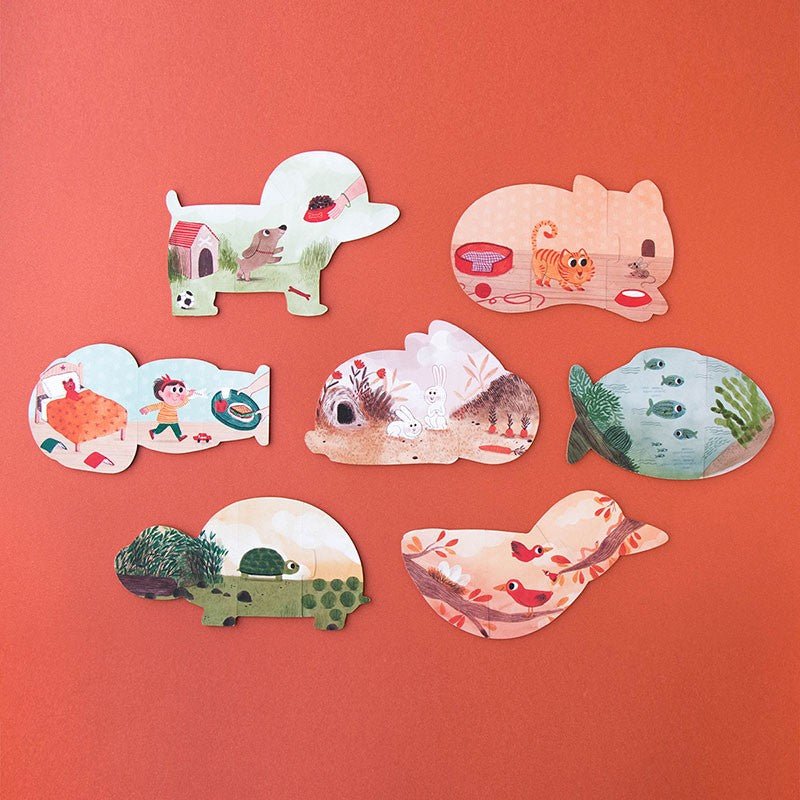 Puzzle reversibil pentru copii "Animale de companie" | Londji - Londji - EmmaSiLuna.ro