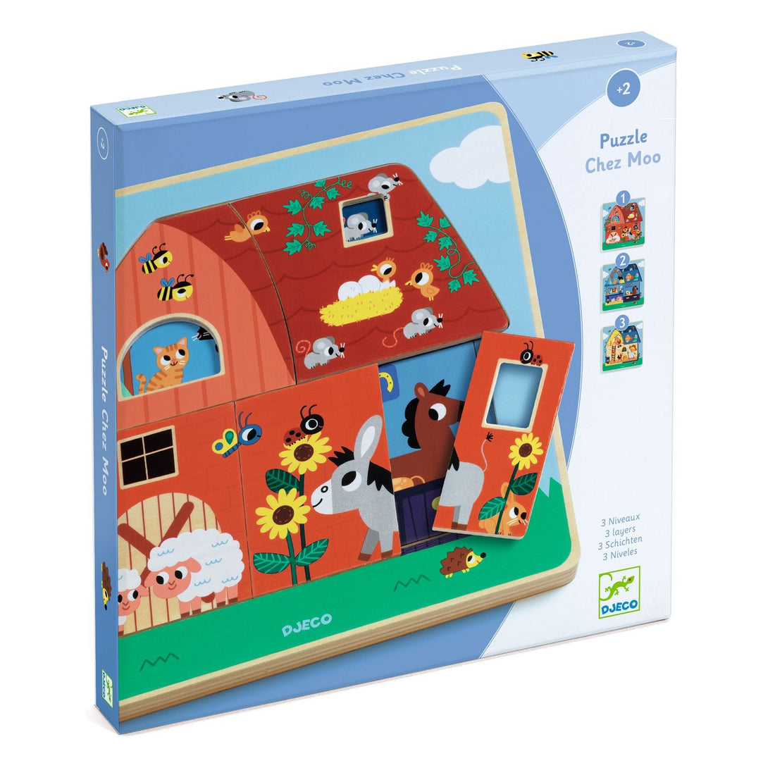 Puzzle - uri - Puzzle straturi - Animale de la fermă, 2+ ani | Djeco - 1