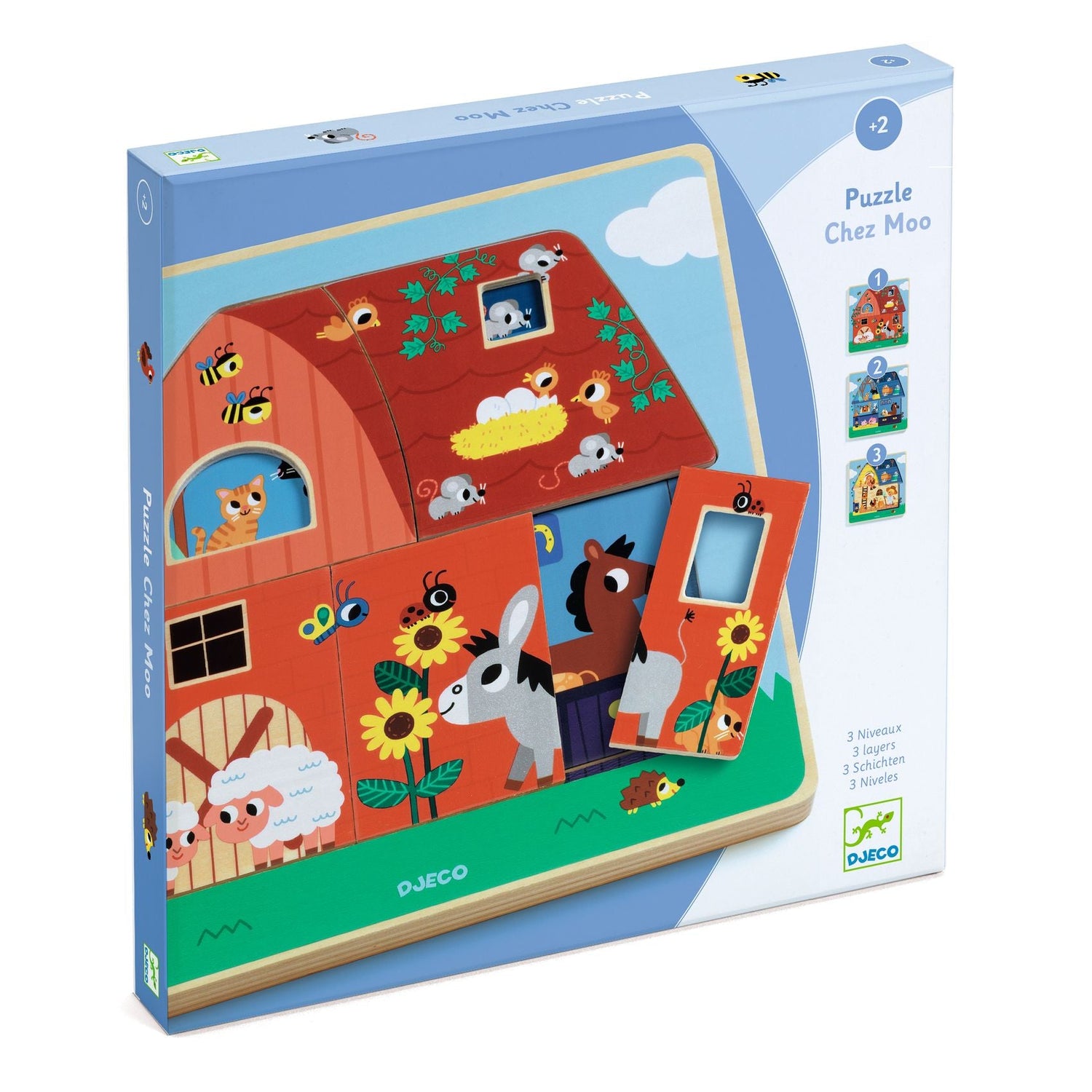 Puzzle - uri - Puzzle straturi - Animale de la fermă, 2+ ani | Djeco - 1