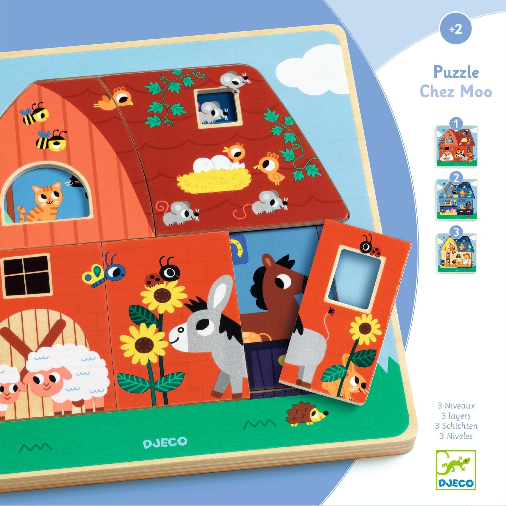 Puzzle - uri - Puzzle straturi - Animale de la fermă, 2+ ani | Djeco - 5