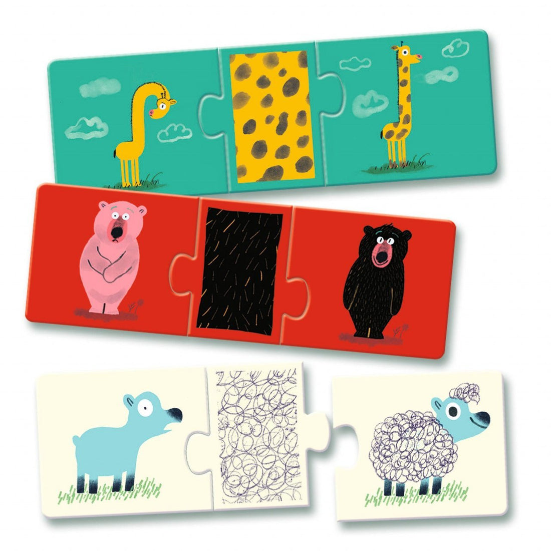 Puzzle - uri - Puzzle trio - Animale dezbrăcate, 3+ ani | Djeco - 2