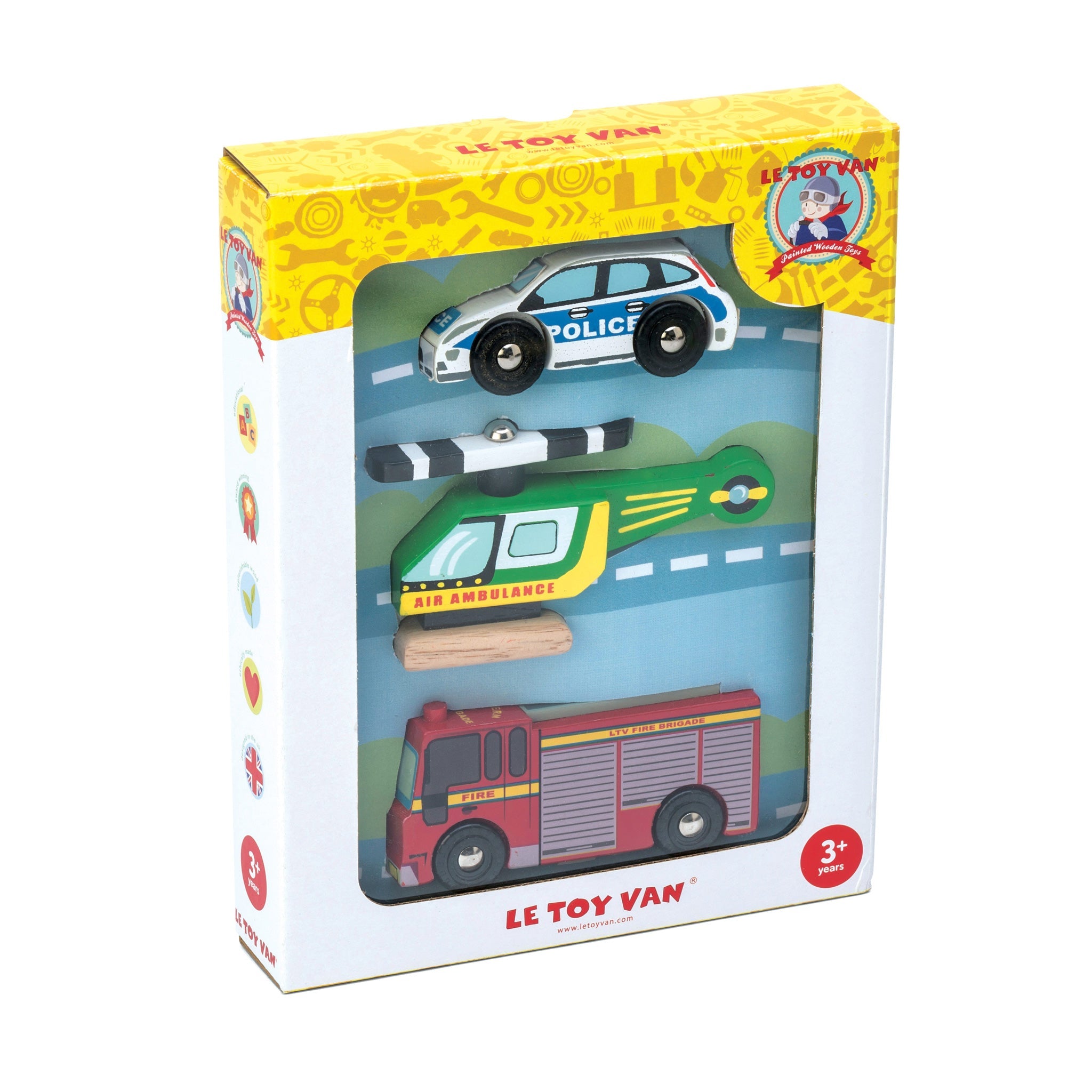 Vehicule de jucărie - Set 3 vehicule de urgență din lemn, 3+ ani | Le Toy Van - 3