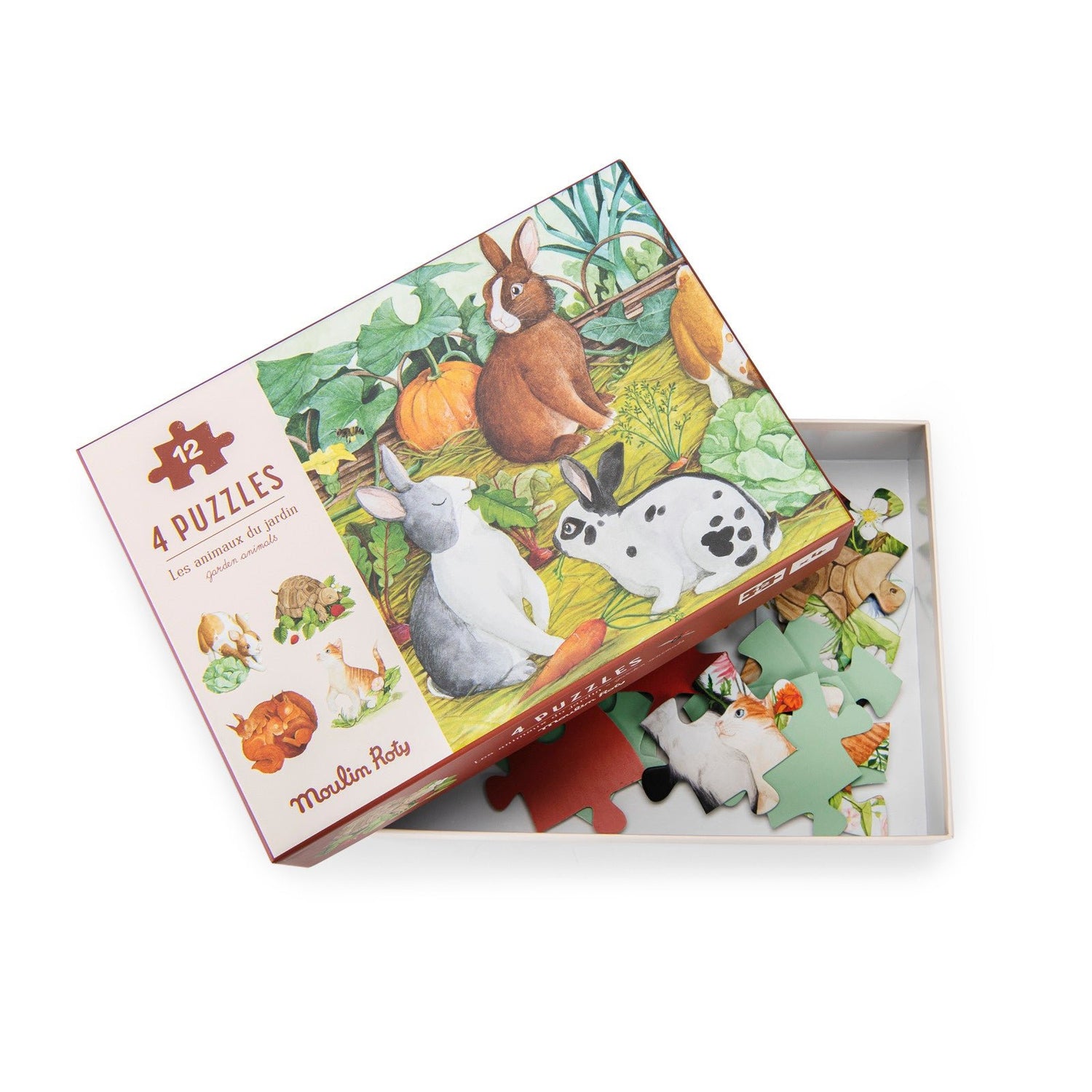 Puzzle - uri - Set 4 mini puzzle - uri cu animale, 12 piese fiecare, 3+ ani | Moulin Roty - 9
