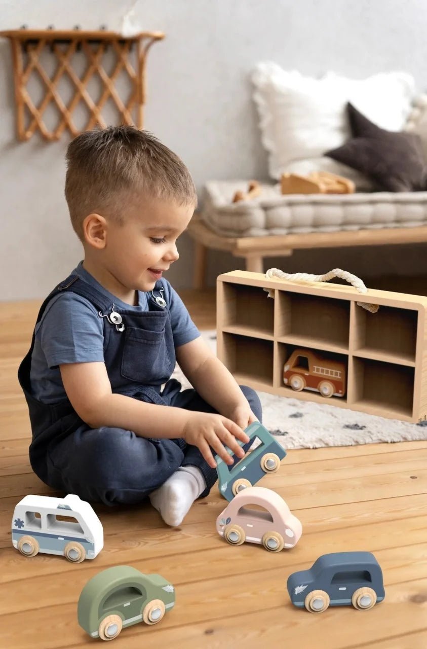 Vehicule de jucărie - Set 6 mașinuțe din lemn, 2+ ani | Speedy Monkey - 2