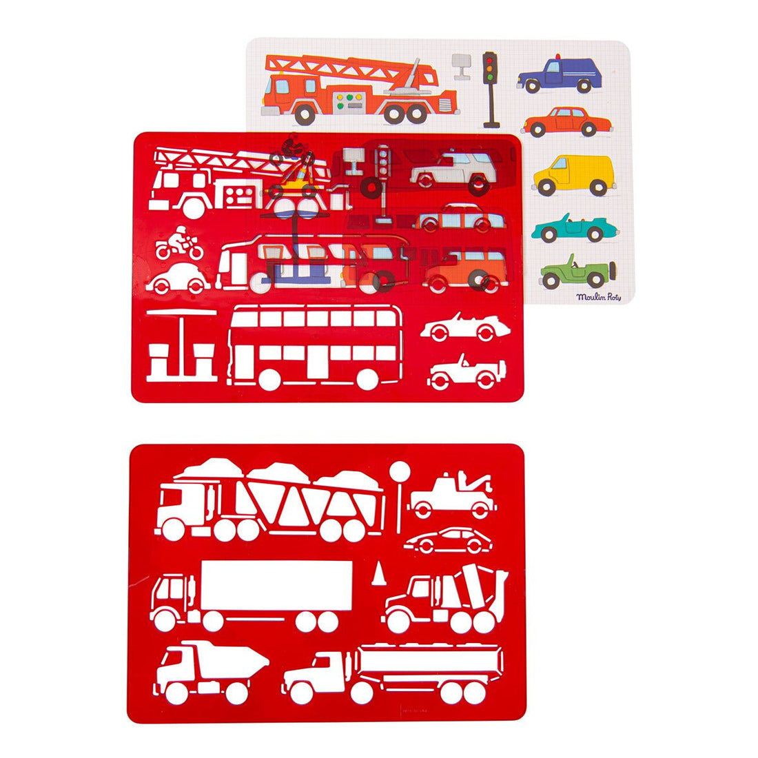 Desen şi pictură - Set de șabloane pentru desen – Vehicule, 4+ ani | Moulin Roty - 2