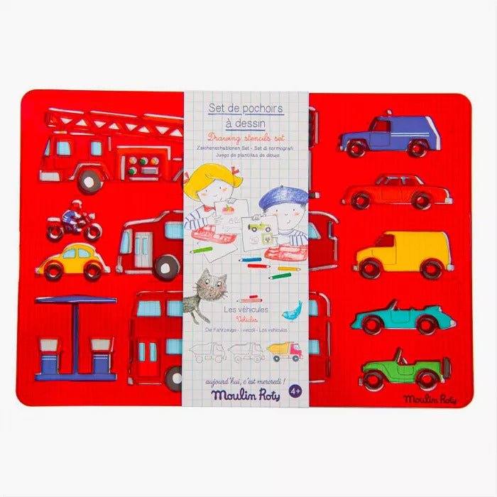 Desen şi pictură - Set de șabloane pentru desen – Vehicule, 4+ ani | Moulin Roty - 1