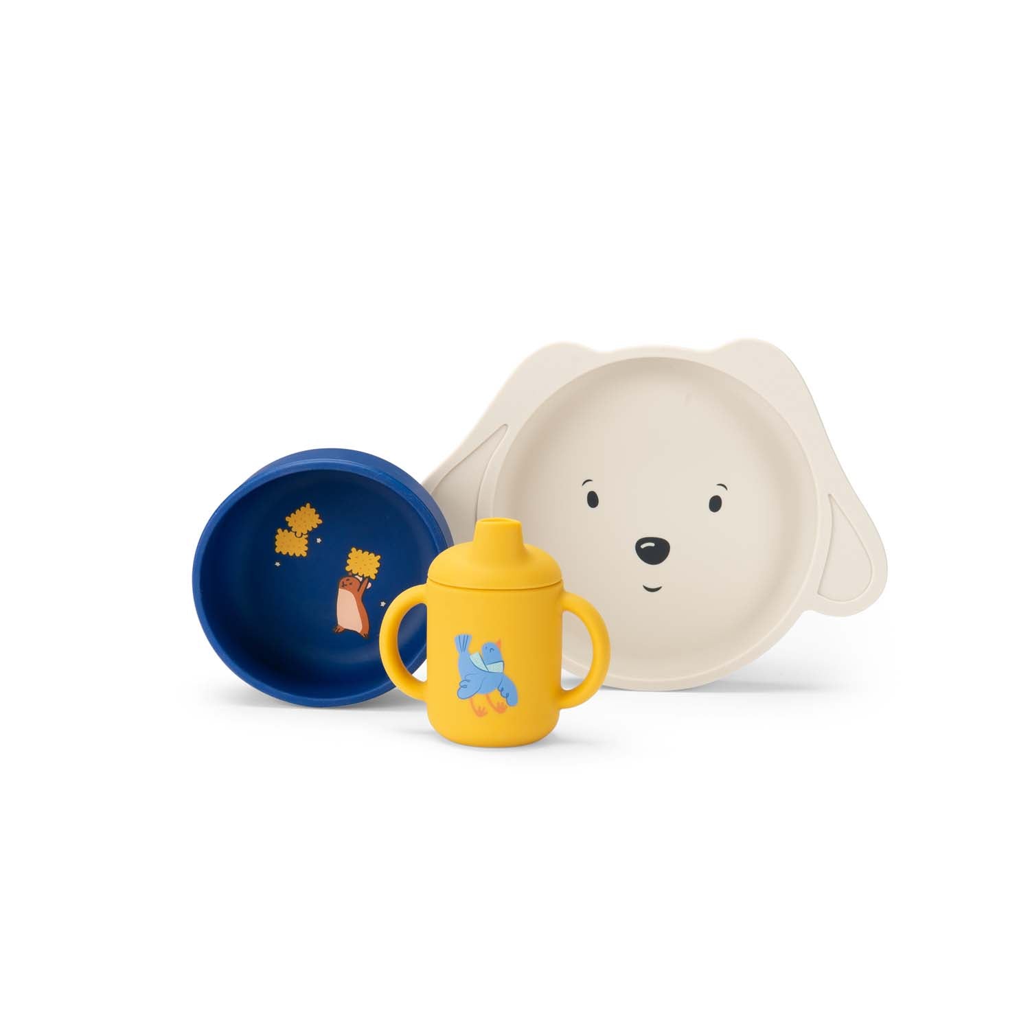 Set de veselă - Set de veselă din silicon pentru copii, Puce &amp; Pilou | Moulin Roty - 1