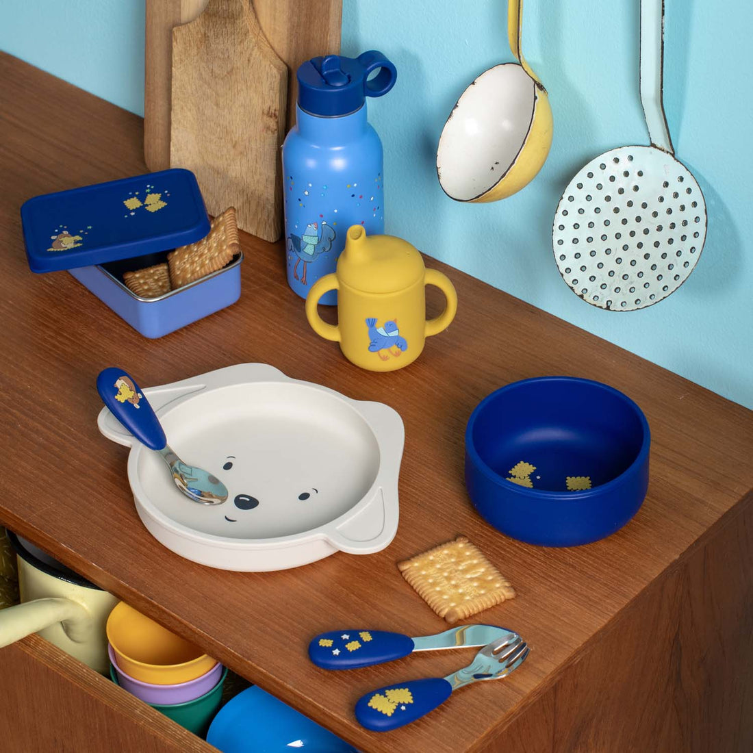 Set de veselă - Set de veselă din silicon pentru copii, Puce &amp; Pilou | Moulin Roty - 7