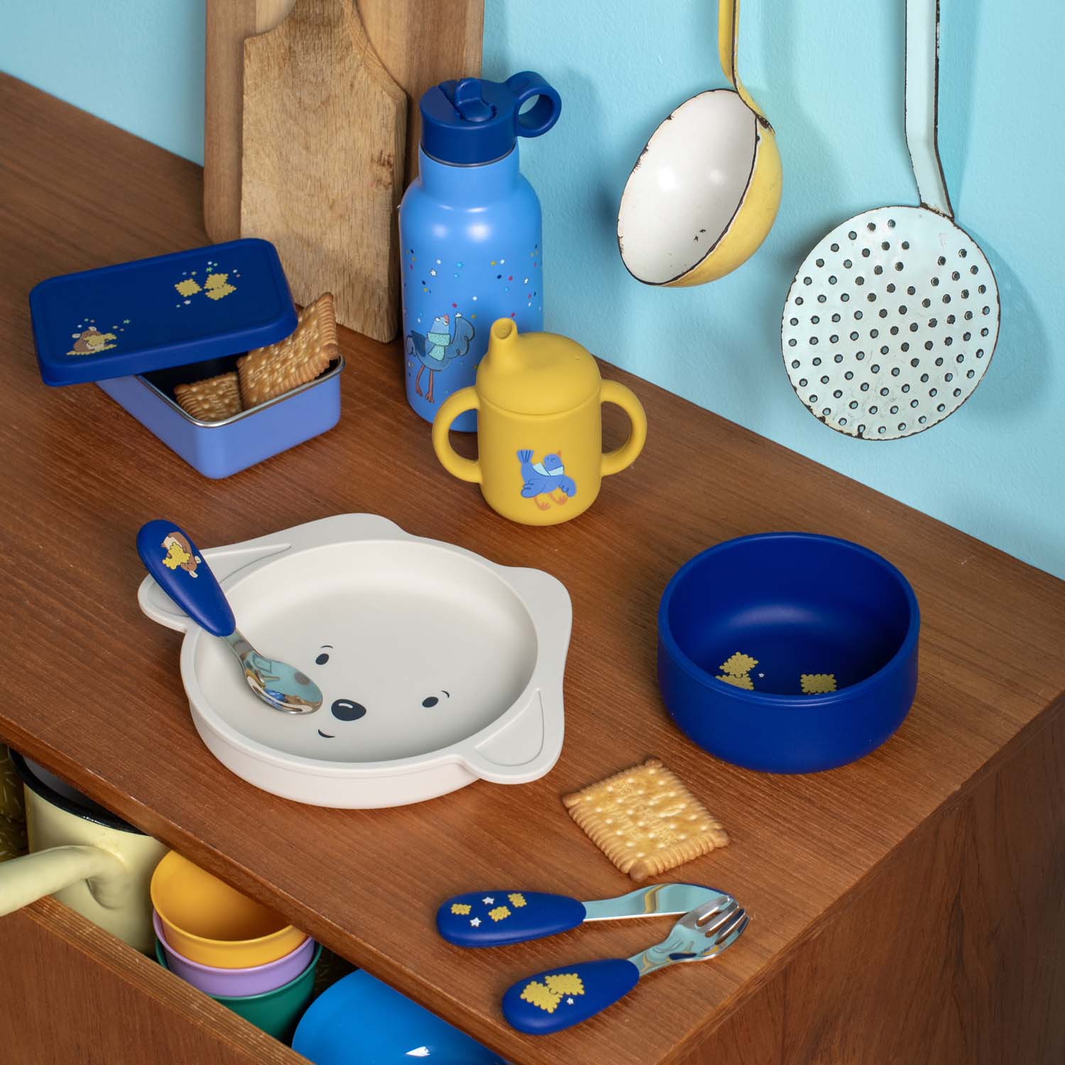 Set de veselă - Set de veselă din silicon pentru copii, Puce &amp; Pilou | Moulin Roty - 7