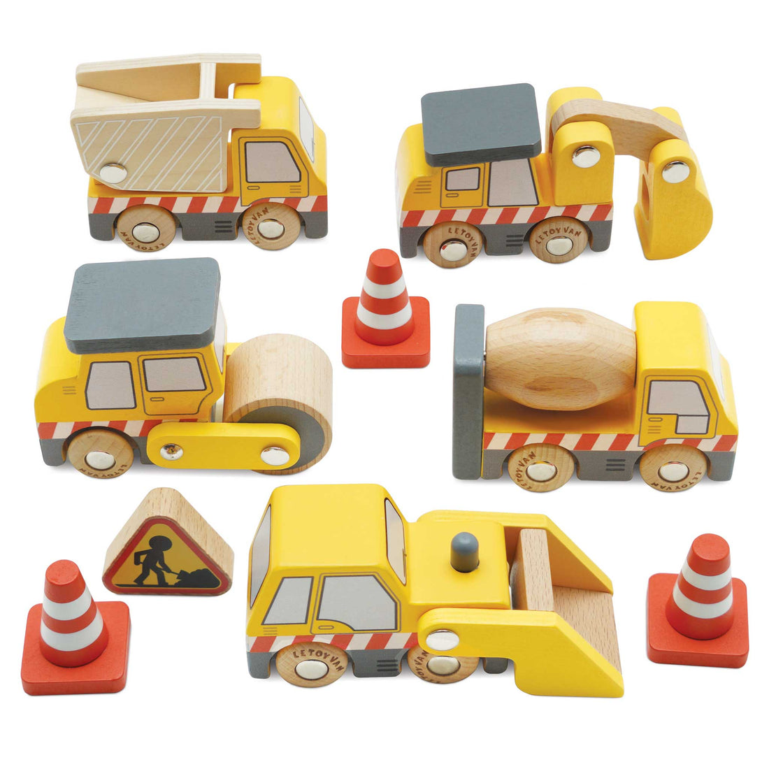 Vehicule de jucărie - Set mașini de construcții, din lemn, 3+ ani | Le Toy Van - 1