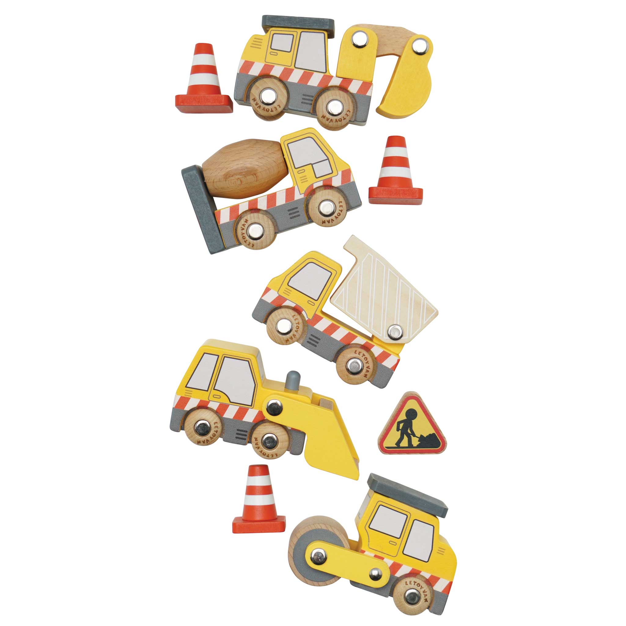 Vehicule de jucărie - Set mașini de construcții, din lemn, 3+ ani | Le Toy Van - 3