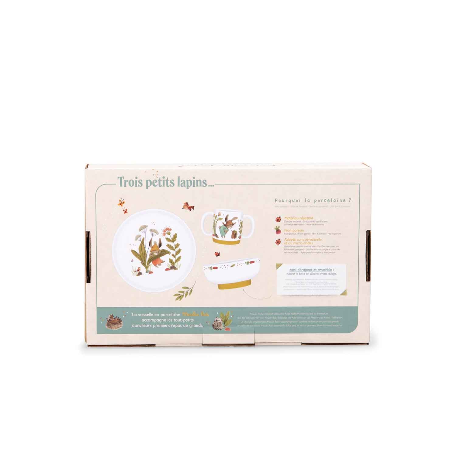 Set de veselă - Set veselă din porțelan, Trois Petits Lapins, 3+ ani | Moulin Roty - 9