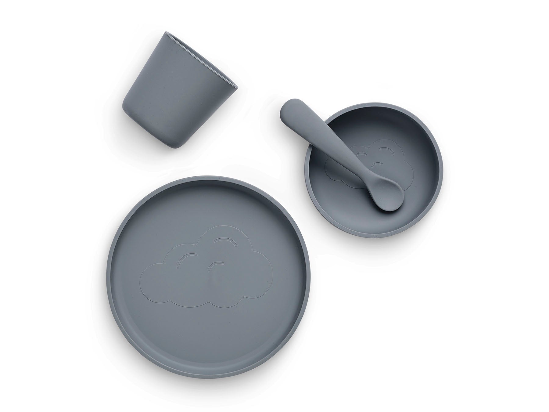 Set de veselă - Set veselă din silicon pentru copii - Gri Storm, 4 Piese | Jollein - 1