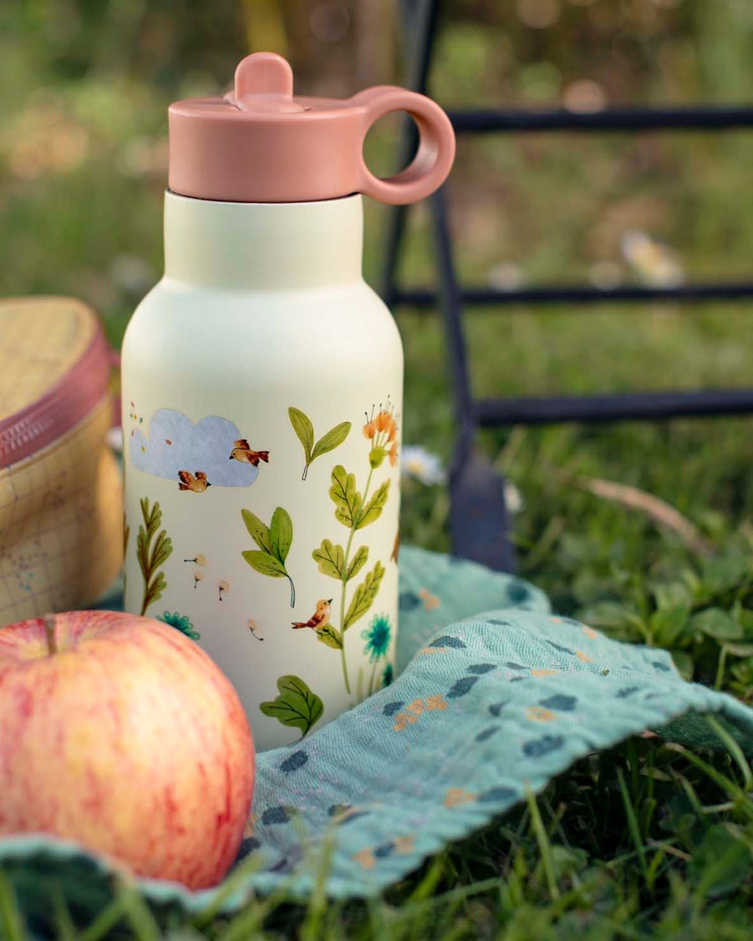 Produse masa copilului - Sticlă de apă din oţel inoxidabil pentru copii - 350 ml, Trois petit lapins | Moulin Roty - 2
