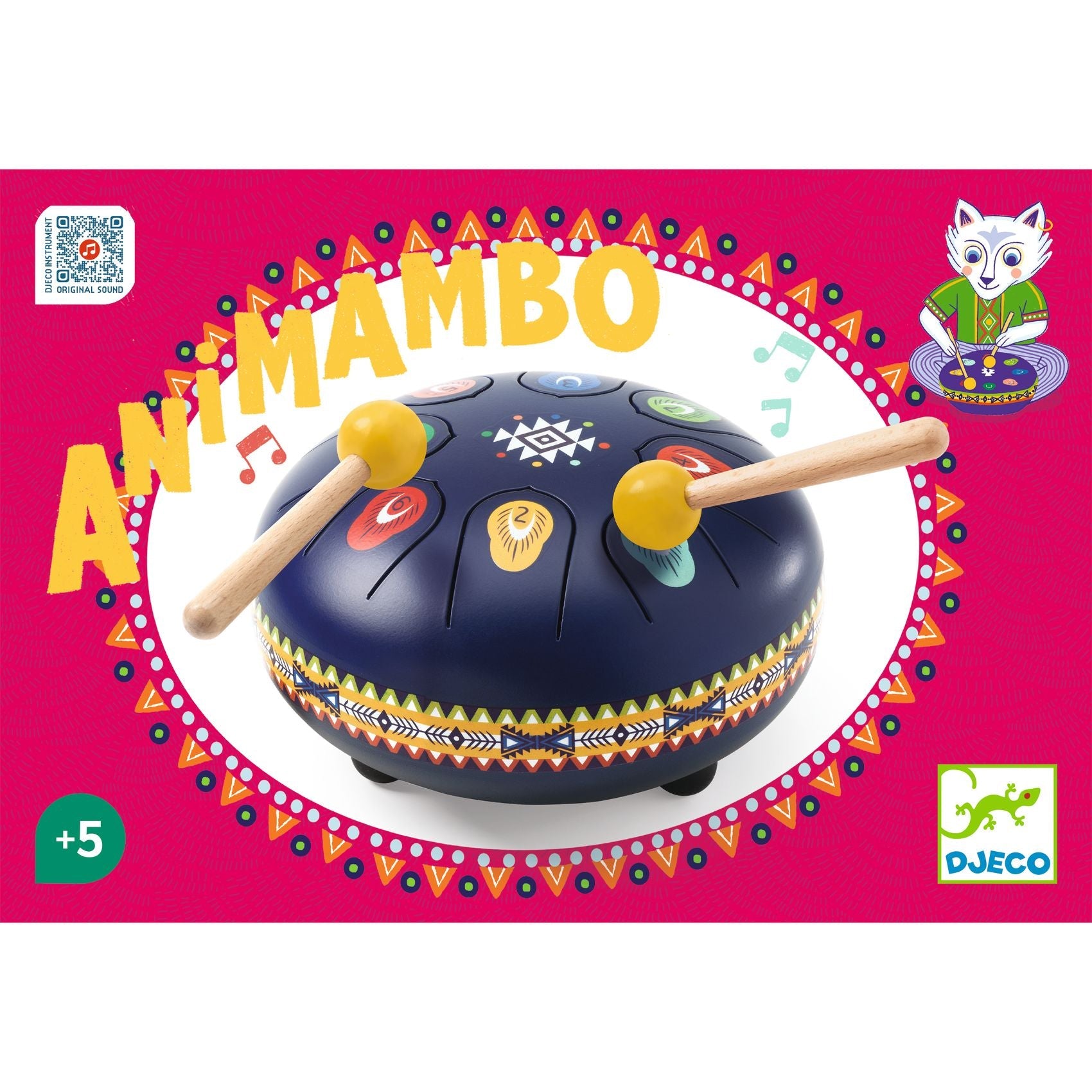 Instrumente muzicale - Tambur cu limbă de oţel Animambo, 8 note, 16cm | Djeco - 7