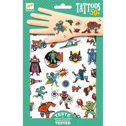  - Tatuaje temporare metalice Supereroi în luptă | Djeco - 1